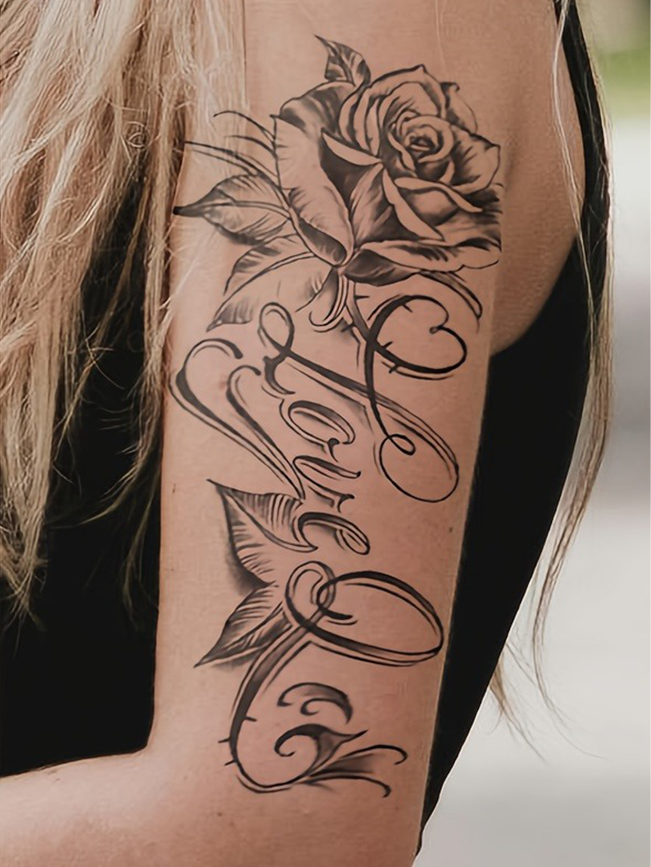 Rose and Love Letter Tattoo Sticker